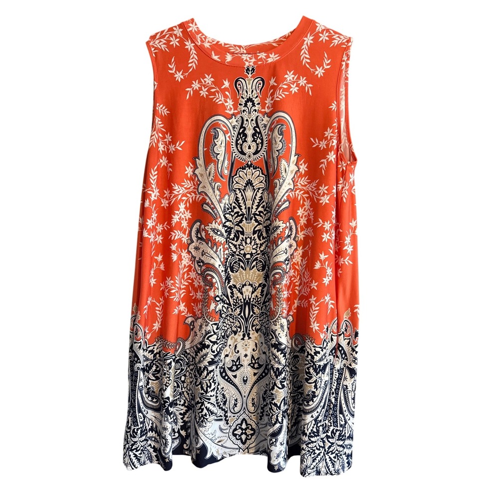 Apt 9 Orange Paisley Print Sleeveless Dress Women's Plus‎ Size XXL
